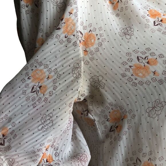 Vintage Chiffon Orange Rose Blouse Size XL - Picture 6 of 9